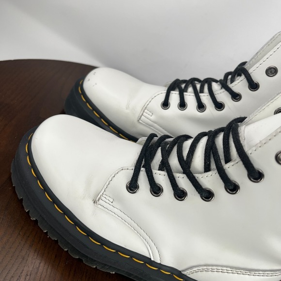 Dr. Martens Jadon Boots Women's 6 White Smooth Leather Platforms Combat Shoes M5 - Picture 12 of 16